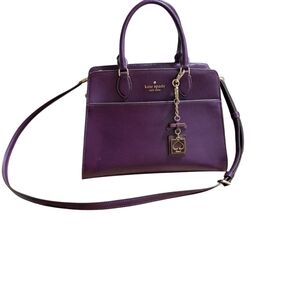 Like New Kate Spade ♠️ Madison Saffiano Leather Medium PLUM Satchel keychain Set